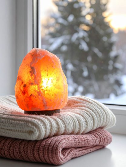 солна лампа на зимен фон